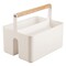 mDesign Plastic Portable Nursery Storage Caddy Tote with Wood Handle